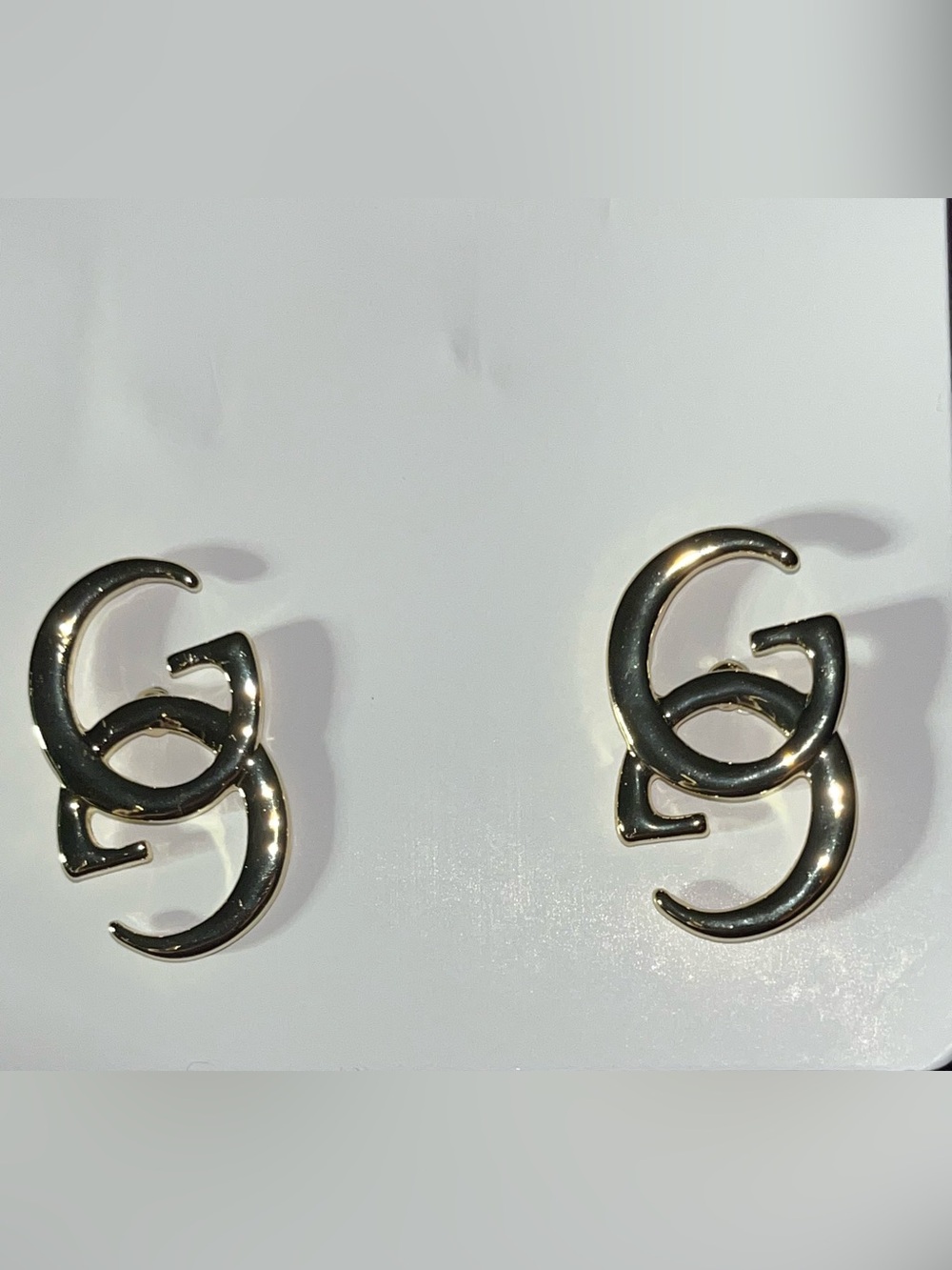 Gold Tone Double G Interlock Stud Earrings